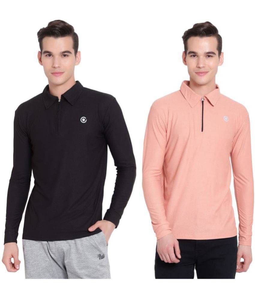 Diaz Pack of 2 Polyester Regular Fit Solid Full Sleeves Men's Polo T Shirt ( Multicolor ) Diaz Pack of 2 Polyester Regular Fit Solid Full Sleeves Men's Polo T Shirt ( Multicolor )