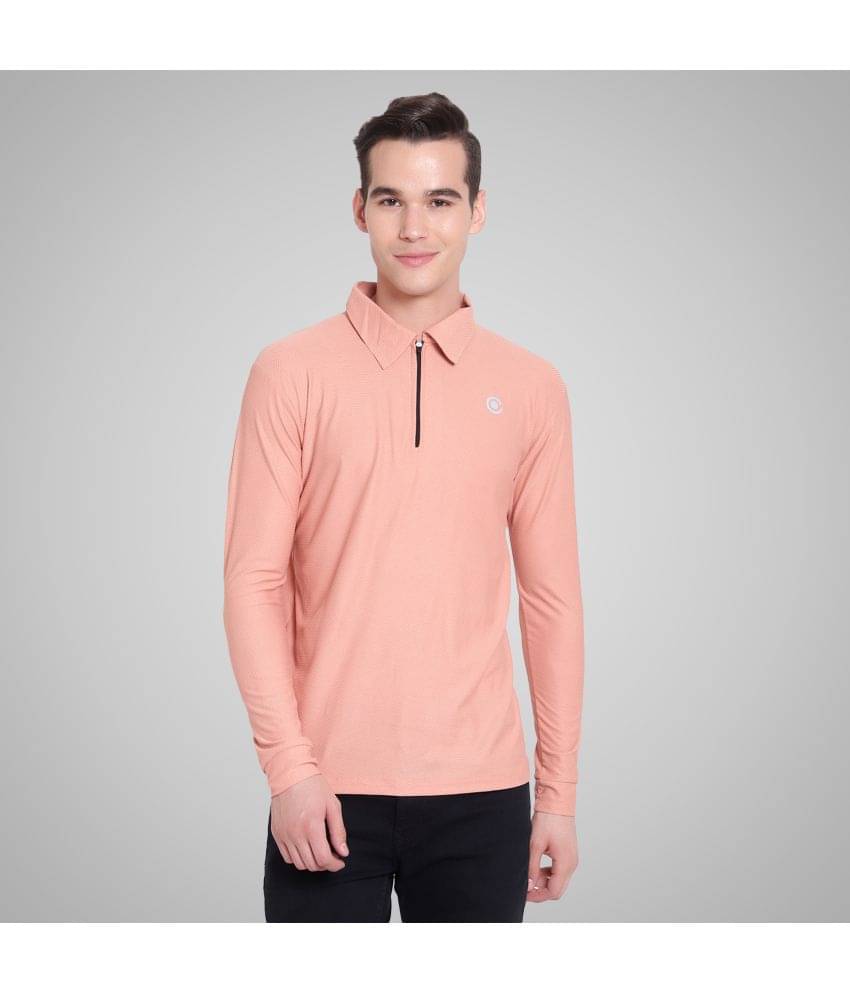 Diaz Pack of 1 Polyester Regular Fit Solid Full Sleeves Men's Polo T Shirt ( Peach ) Diaz Pack of 1 Polyester Regular Fit Solid Full Sleeves Men's Polo T Shirt ( Peach )