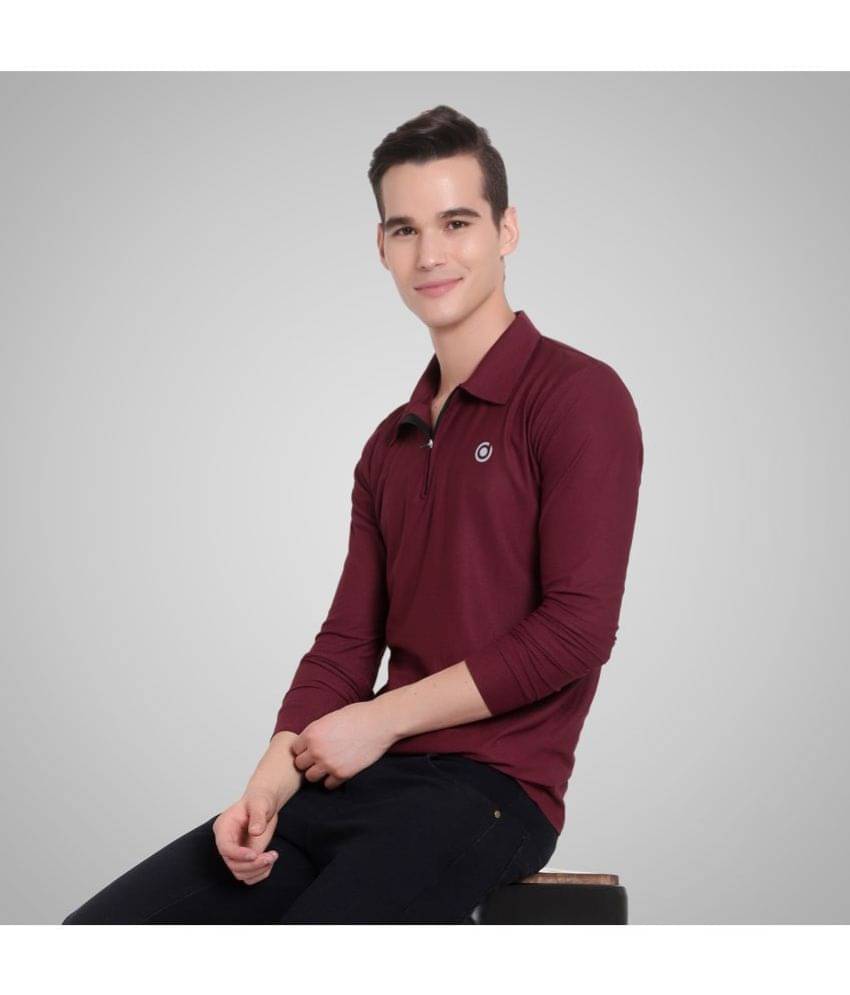     			Diaz Pack of 1 Polyester Regular Fit Solid Full Sleeves Men's Polo T Shirt ( Wine )