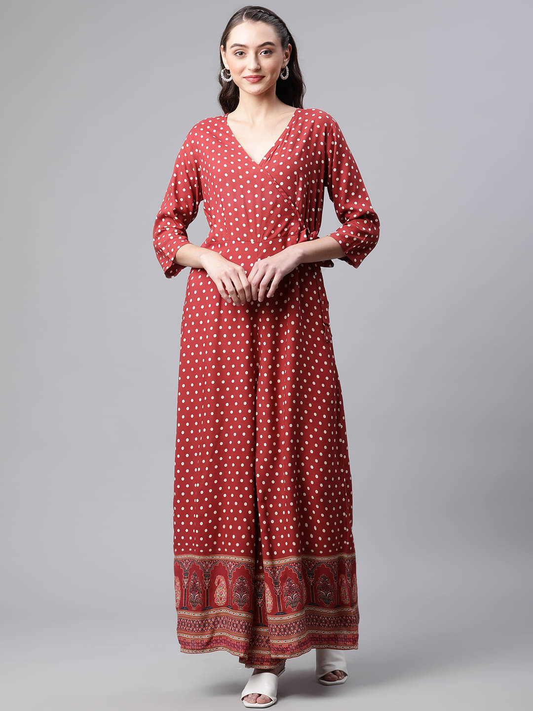Divena Women Rayon Printed Ethnic Dress ( Maroon ) Divena Women Rayon Printed Ethnic Dress ( Maroon )