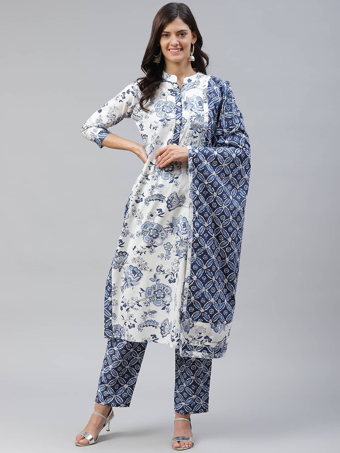 HIGHLIGHT FASHION EXPORT - Blue Straight Cotton Women's Stitched Salwar Suit ( Pack of 1 )