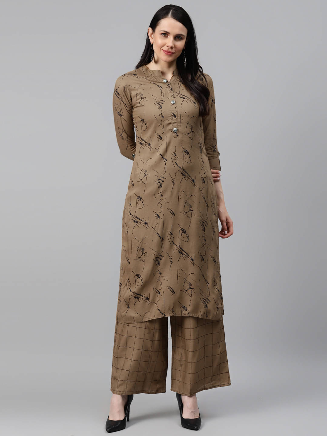 HIGHLIGHT FASHION EXPORT - Brown Straight Rayon Women's Stitched Salwar Suit ( Pack of 1 )     			HIGHLIGHT FASHION EXPORT - Brown Straight Rayon Women's Stitched Salwar Suit ( Pack of 1 )