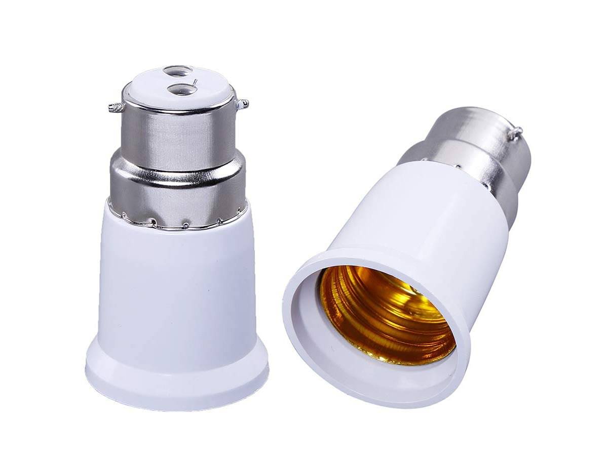     			HIRU B22 to E27 Lamp Base Socket Ceramic Lamp Holder Light Bulb Adapter Converter(Set of 2, White)
