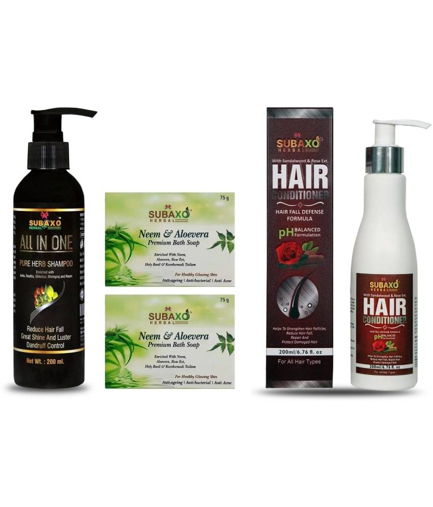    			Ayurvedic All In One Pure Herb Shampoo | Prevents Hair Fall | 200 Ml & Ayurvedic Neem Aloevera Beauty Soap (2 pc) Each 75 G & Herbal Hair Conditioner | Long, Strong & Silky Hair| 200 ml -Combo Pack For Women, Men, Girls & Boys