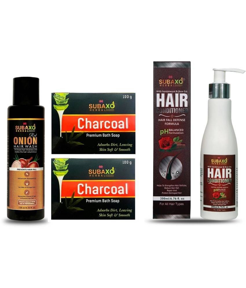     			Herbal Red Onion Hair Wash- A Premium Shampoo | Prevents Hair Fall | Hair Growth |-120 Ml & Ayurvedic Charcoal Beauty Soap (2 Pc) Each 100 G & Herbal Hair Conditioner | Hair Defence |-200 ml For  Women, Men, Boys & Girls