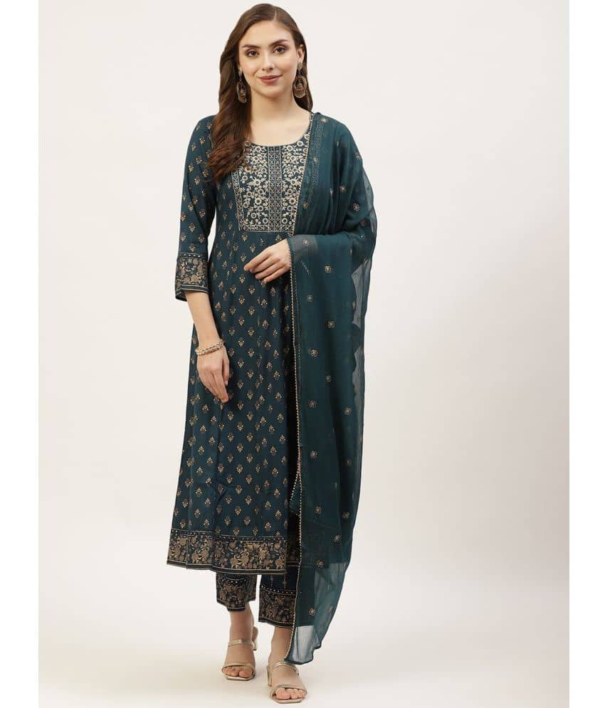 Kbz - Green A-line Rayon Women's Stitched Salwar Suit ( Pack of 1 )