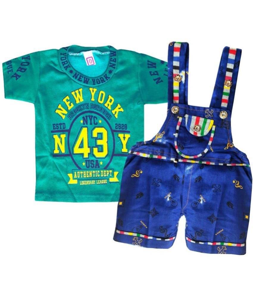     			LITTLE PANDA Pack of 1 Baby Boys Cotton Blend Dungaree Sets ( Green )
