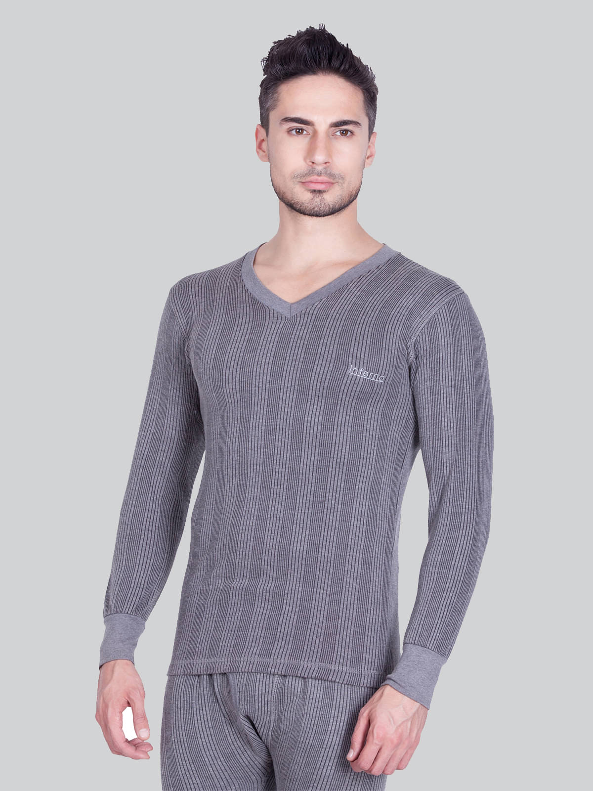     			Lux Inferno - Grey Melange Cotton Blend Men's Thermal Tops ( Pack of 1 )