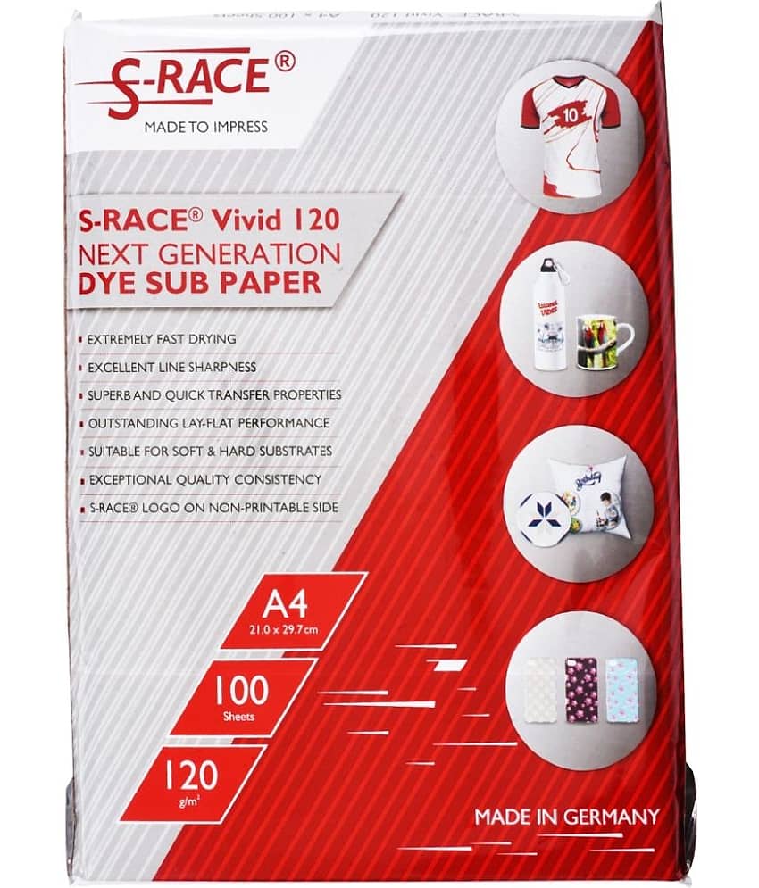 S-RACE Vivid Matt Dye Sublimation Paper 120GSM (A4 size, 100 sheets) - Stationery | Buy online on ZillyBuy