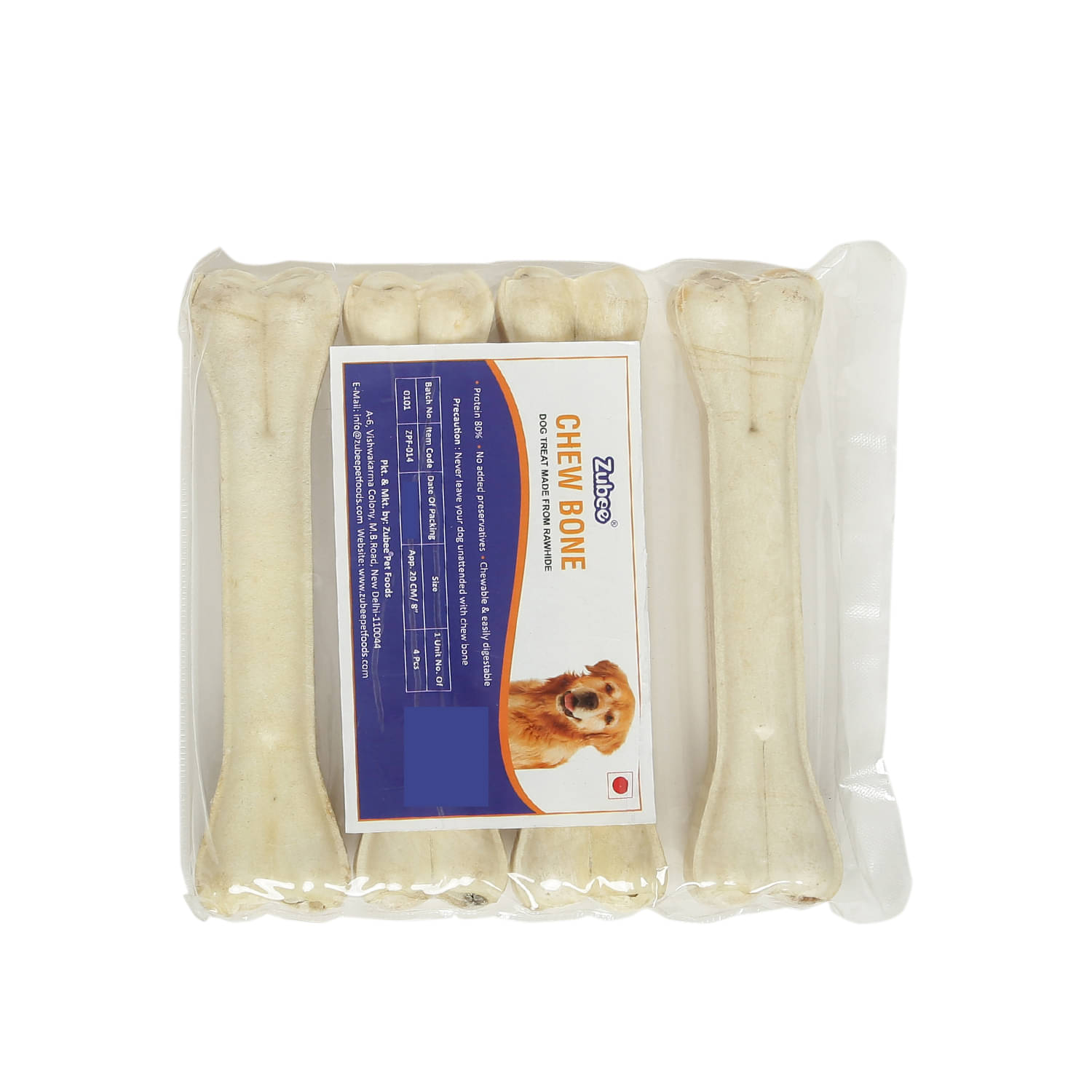 Zubee Rawhide Calcium Dog Bones ( 8 inches x 4 pcs ) Zubee Rawhide Calcium Dog Bones ( 8 inches x 4 pcs )