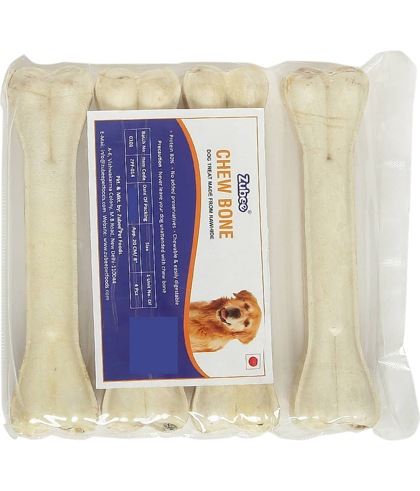 Zubee Rawhide Calcium Dog Bones ( 8 inches x 4 pcs )