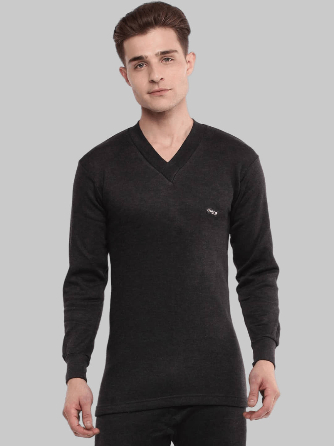 Pack of 1 Dollar - Black Woollen Men's Thermal Tops