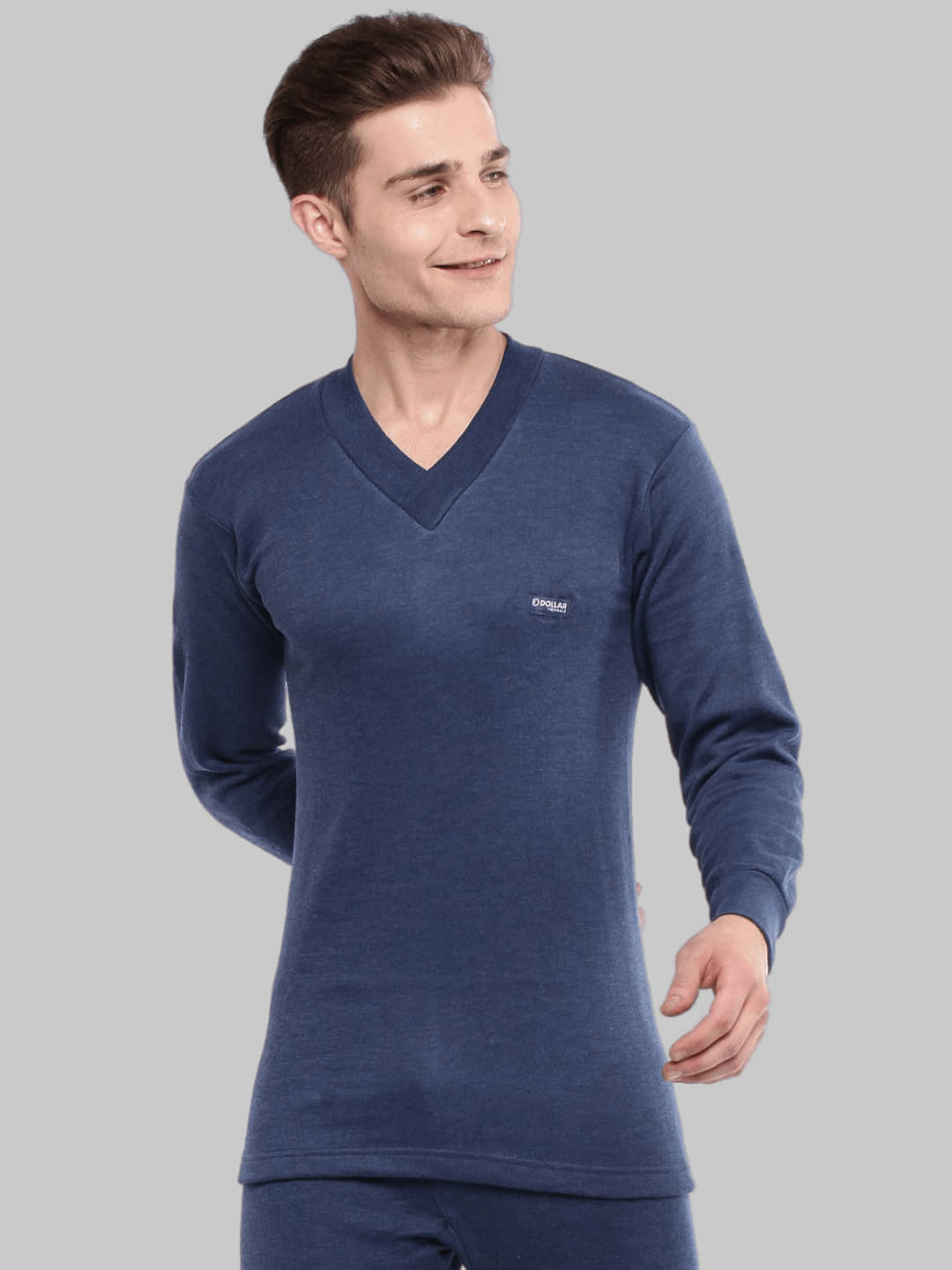 Pack of 1 Dollar - Blue Woollen Men's Thermal Tops