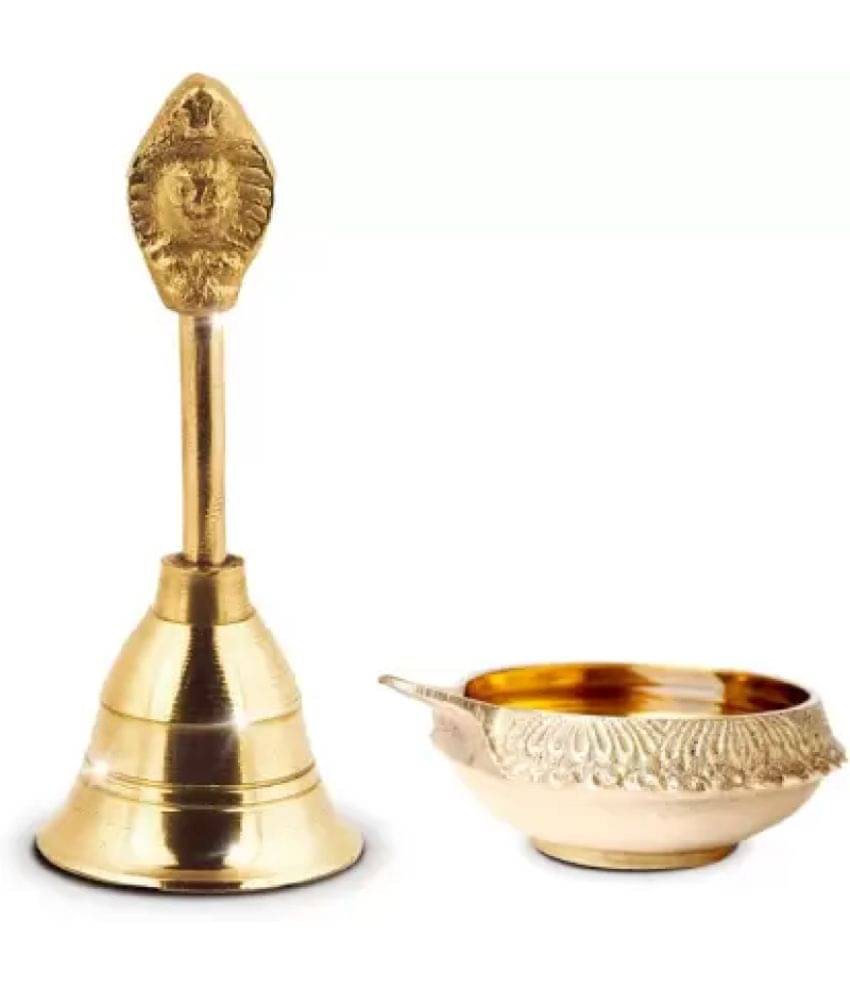    			Brass Pooja Diya with Bell (Pack of 2)