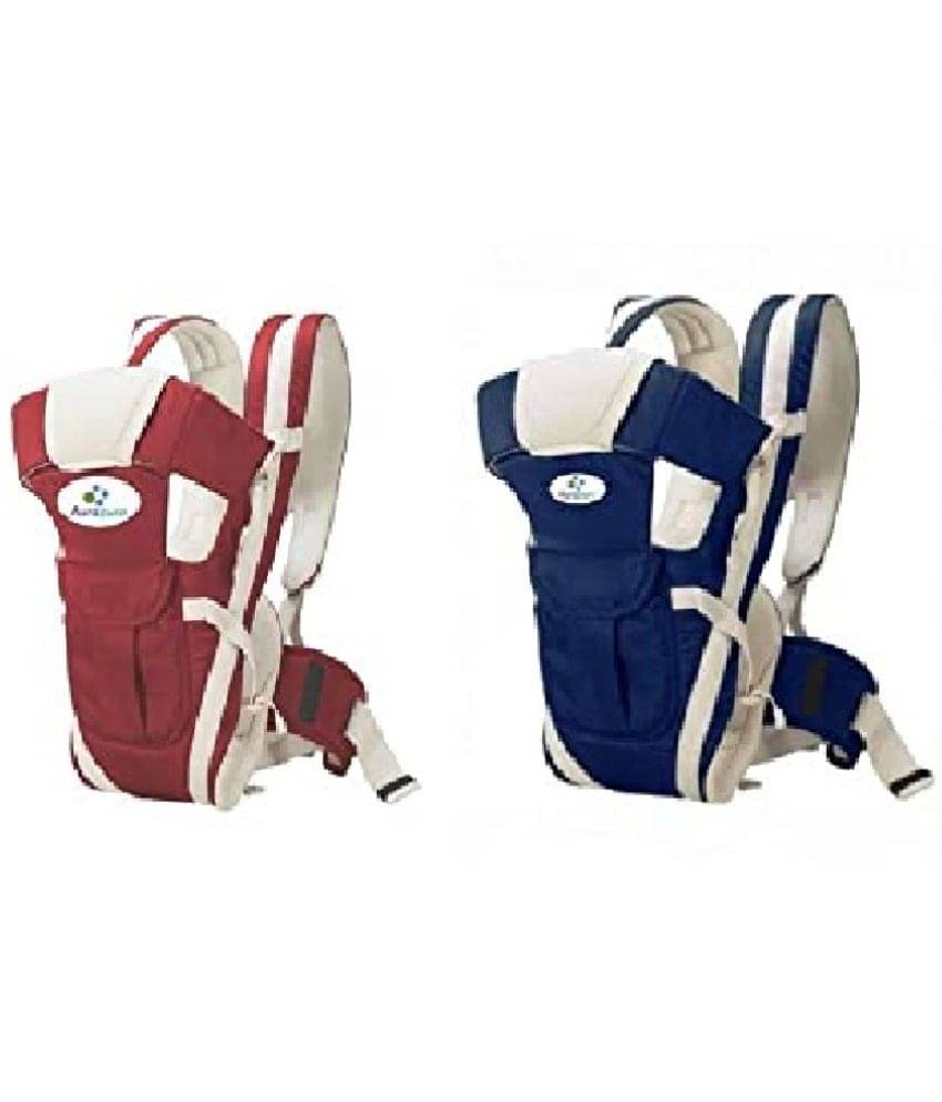     			Kids 4-in-1 Adjustable Baby Carrier Cum Kangaroo Bag/Honeycomb Texture Baby Carry Sling/Back/Front Carrier for Baby with Safety Belt and Buckle Straps (Blue & Maroon)