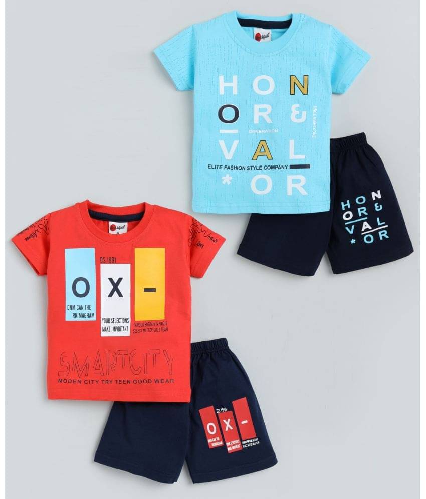     			Mars Infiniti Pack of 3 Boys Cotton T-Shirt & Shorts Set ( Blue )