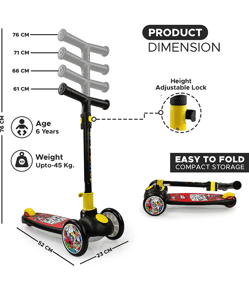 NHR Smart Kick Scooter , 3 Adjustable Height, Foldable,Front Wheel & PVC Wheels for Kids (3+ Years)