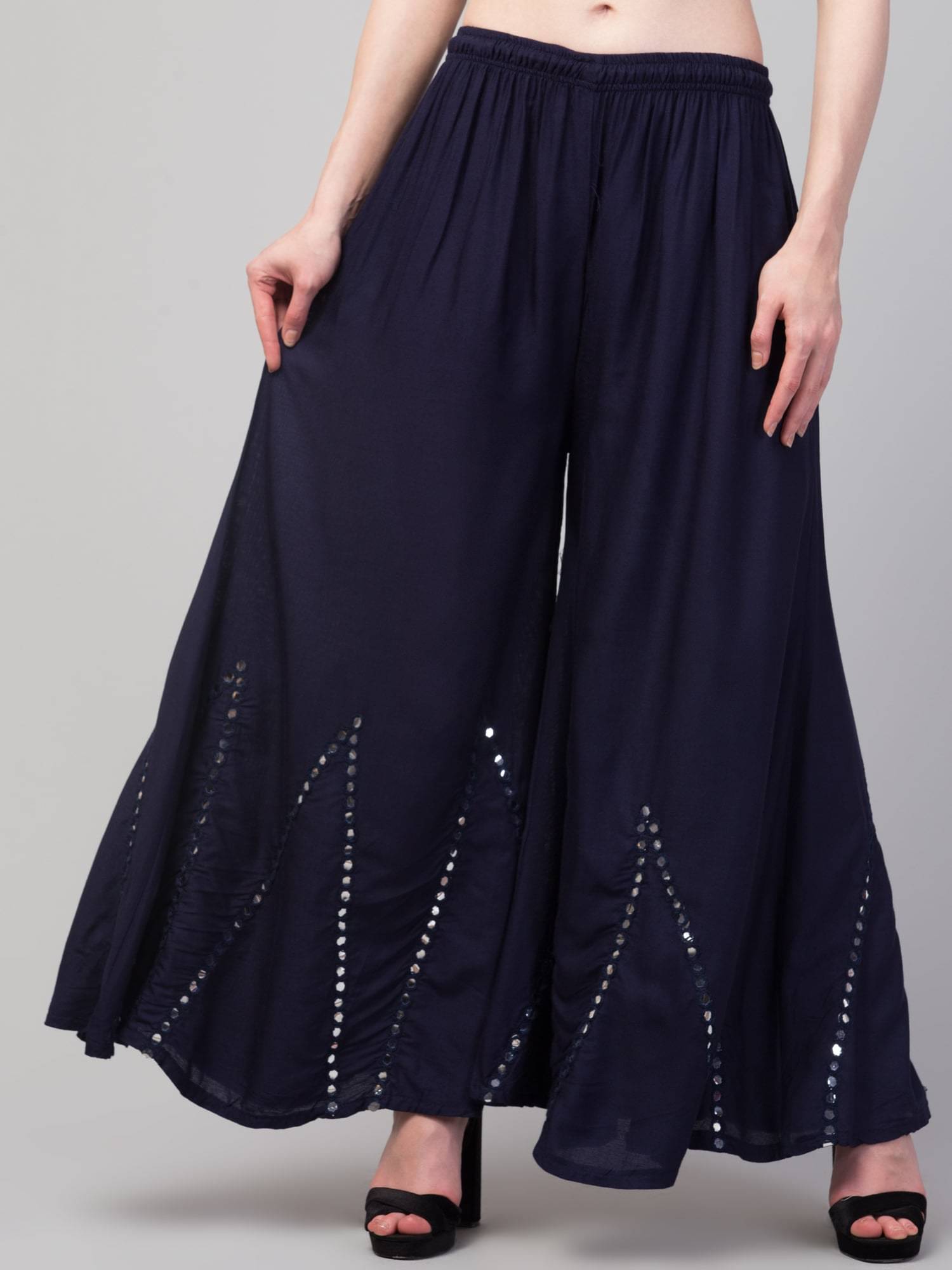 OMAYA - Blue Rayon Flared Women's Palazzos ( Pack of 1 ) OMAYA - Blue Rayon Flared Women's Palazzos ( Pack of 1 )