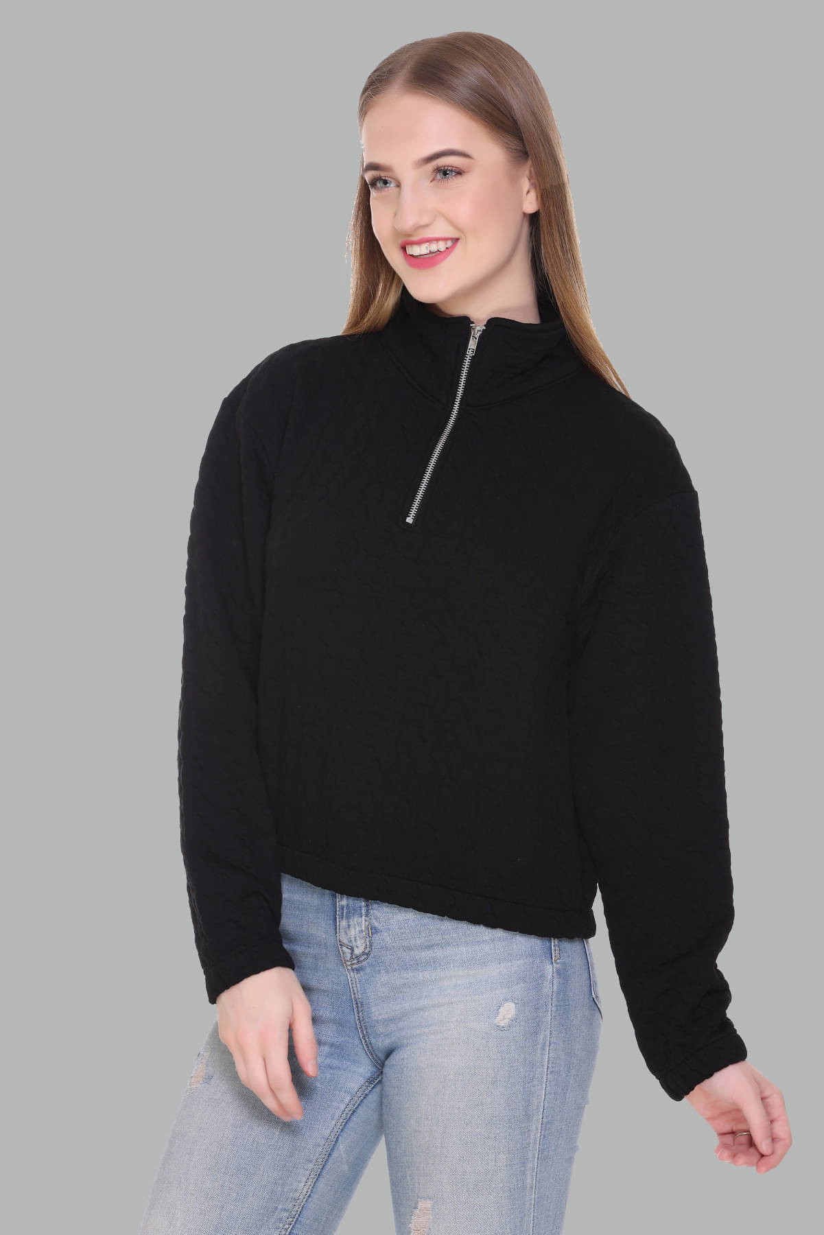     			RF RAVES Poly Cotton Black Non Hooded Sweatshirt