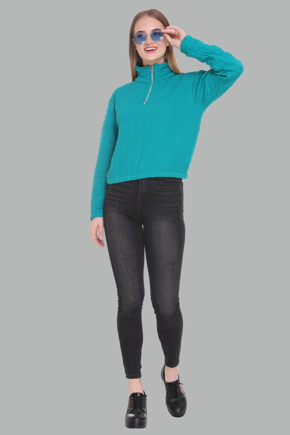 RF RAVES Poly Cotton Green Non Hooded Sweatshirt RF RAVES Poly Cotton Green Non Hooded Sweatshirt