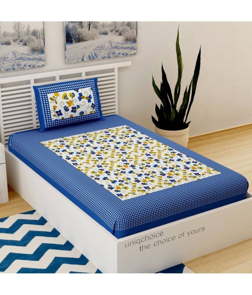     			Uniqchoice Cotton Single Bedsheet ( Blue )