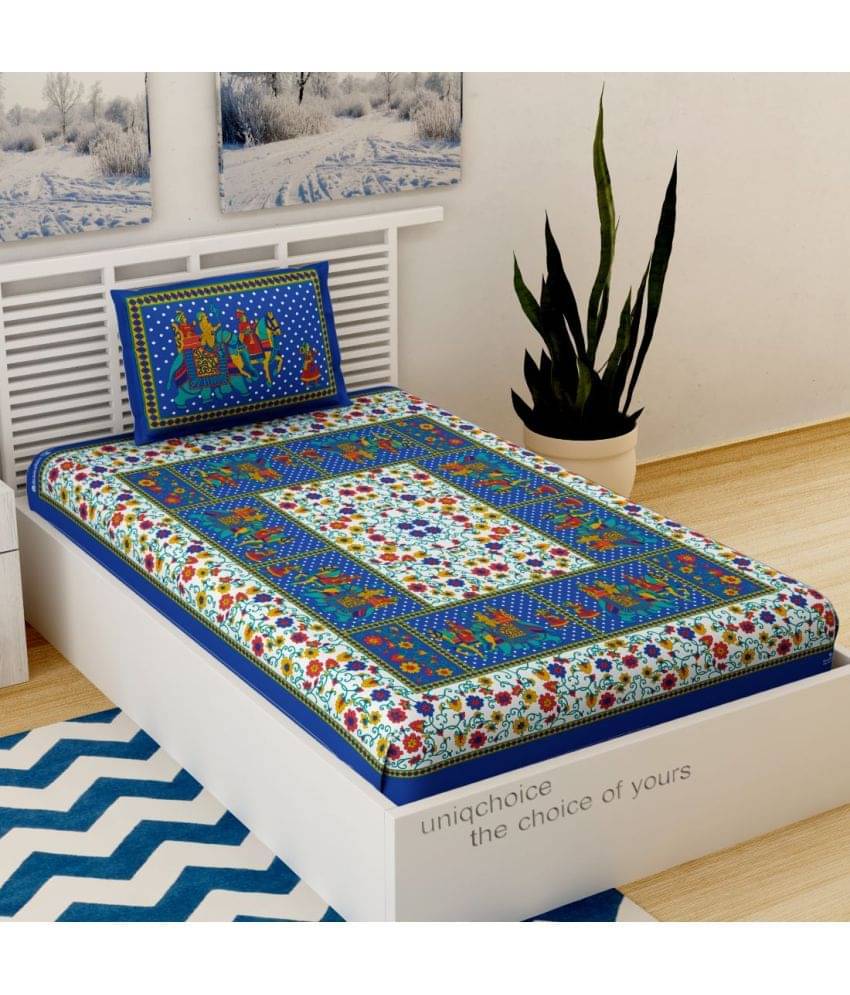    			Uniqchoice Cotton Single Bedsheet ( Blue )