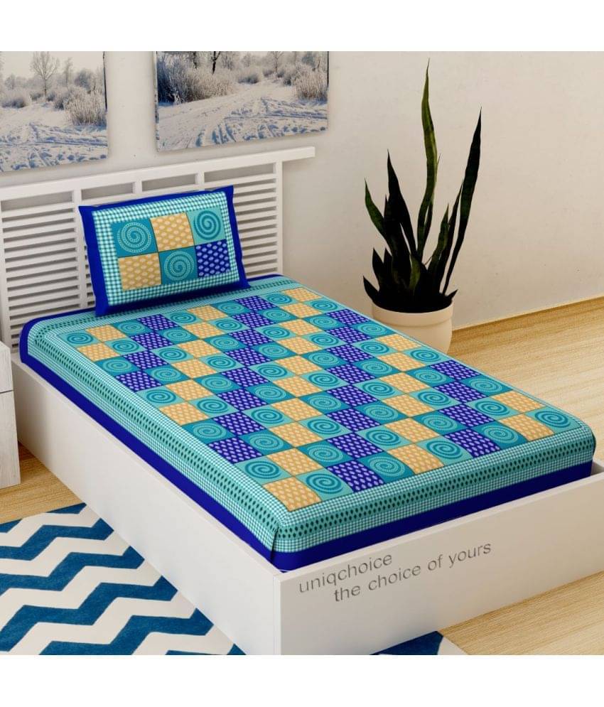     			Uniqchoice Cotton Single Bedsheet ( Blue )