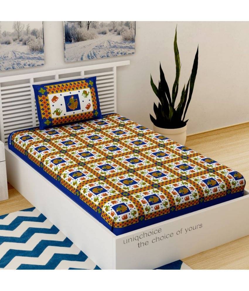     			Uniqchoice Cotton Single Bedsheet ( Blue )