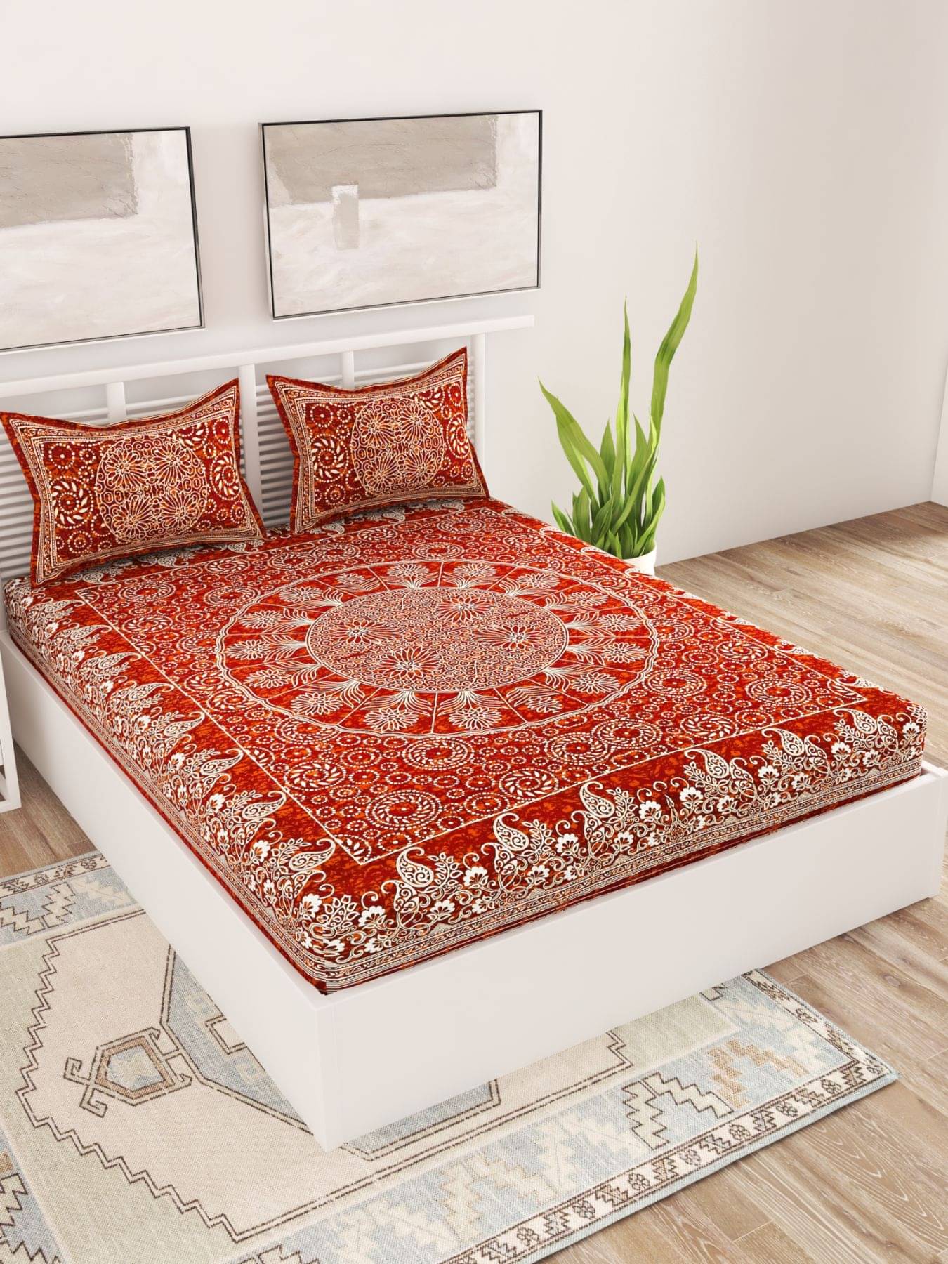     			Uniqchoice Cotton Double Bedsheet ( Maroon )