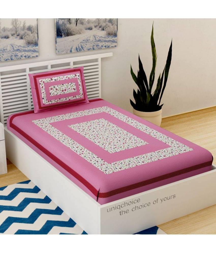 Uniqchoice Cotton Single Bedsheet ( Pink ) Uniqchoice Cotton Single Bedsheet ( Pink )