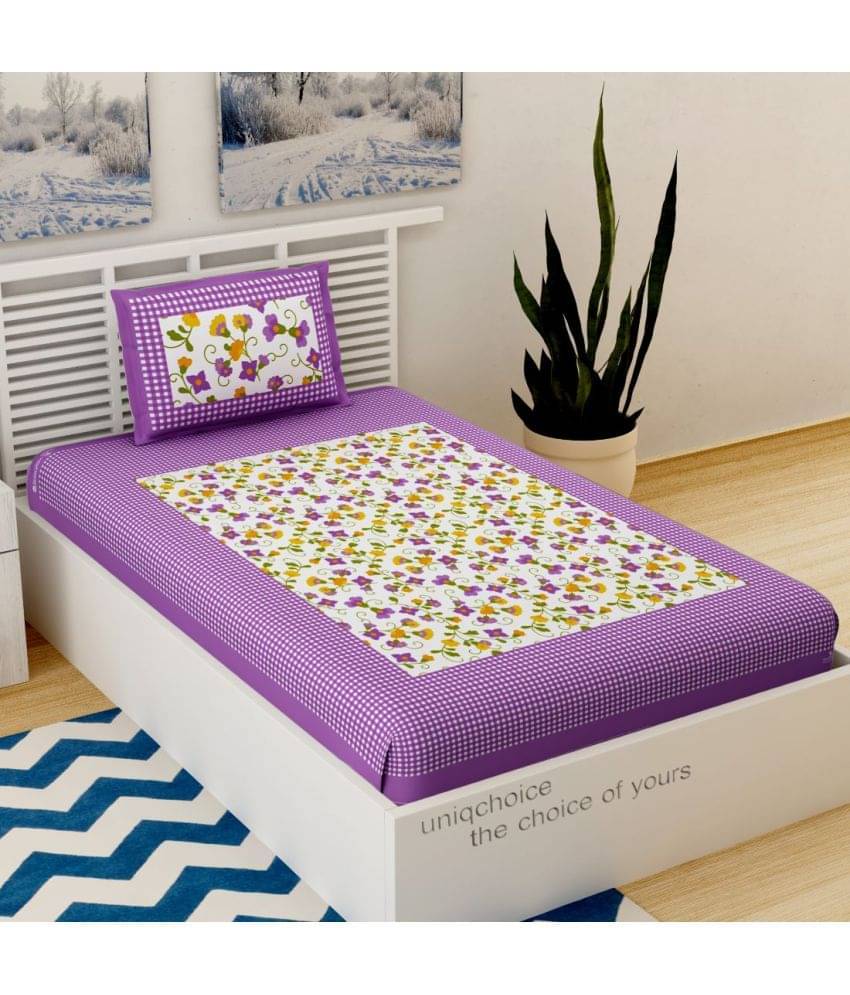 Uniqchoice Cotton Single Bedsheet ( Purple ) Uniqchoice Cotton Single Bedsheet ( Purple )