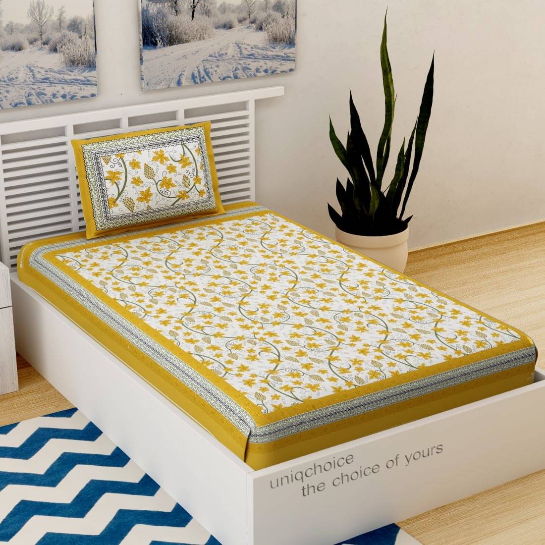     			Uniqchoice Cotton Single Bedsheet ( Yellow )
