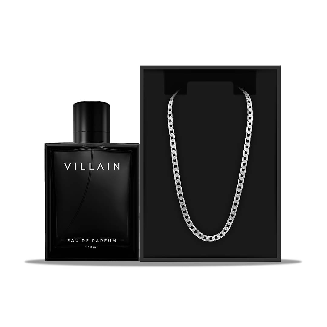 VILLAIN - OG Combo Classic 100ml & Silver Micro Plated Chain Eau De Parfum (EDP) For Men 2 ( Pack of 2 ) VILLAIN - OG Combo Classic 100ml & Silver Micro Plated Chain Eau De Parfum (EDP) For Men 2 ( Pack of 2 )