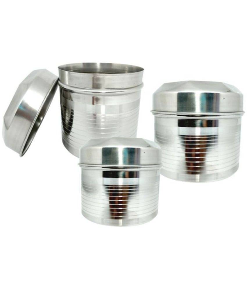 bartan hub - Steel Silver Tea/Coffee/Sugar Container ( Set of 3 - 600 ) bartan hub - Steel Silver Tea/Coffee/Sugar Container ( Set of 3 - 600 )