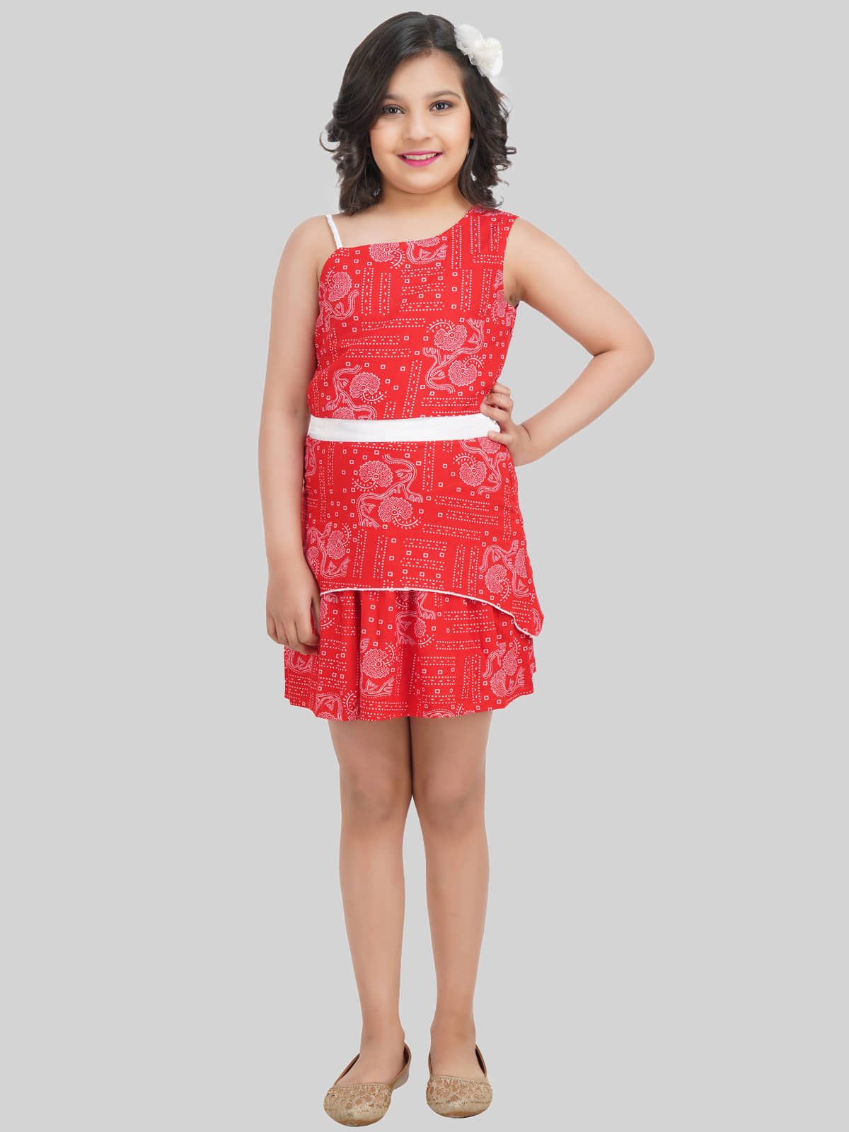 Being Naughty Rayon A-line Dress For Girls ( Pack of 1 , Red )