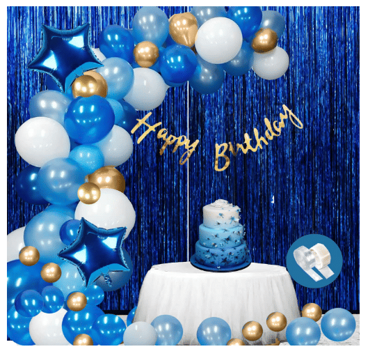     			Blooms  Mall Happy Birthday Decoration Combo Kit for Boys Girls Husband / Party Decor Materials / Blue Theme Celebration / Birthday Banner ,Foil Star ,Foil Fringe Curtain ,Balloon Arch Strip(Pack of 67)