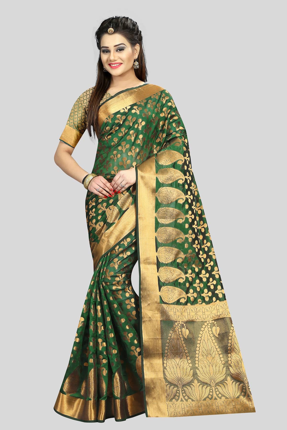 Gazal Fashions Silk Embellished Saree With Unstitched Blouse Piece ( Multicolor ) - Sarees | Buy online on ZillyBuy
