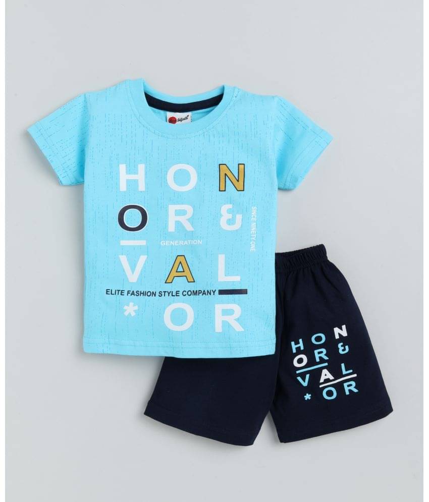 Mars Infiniti Pack of 1 Unisex for Baby Cotton T-Shirt & Shorts ( Blue ) Mars Infiniti Pack of 1 Unisex for Baby Cotton T-Shirt & Shorts ( Blue )
