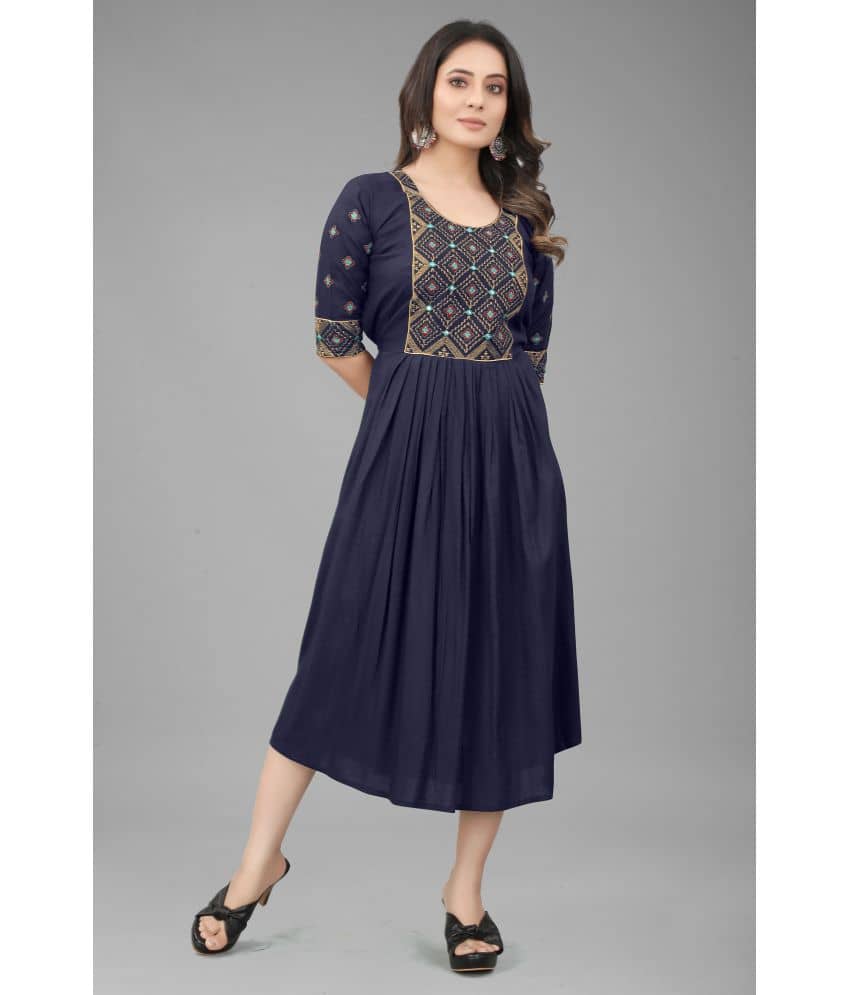 QPEEZ - Green Rayon Women's Nayra Kurti ( Pack of 1 ) - Kurtis, Tunics | Buy online on ZillyBuy
