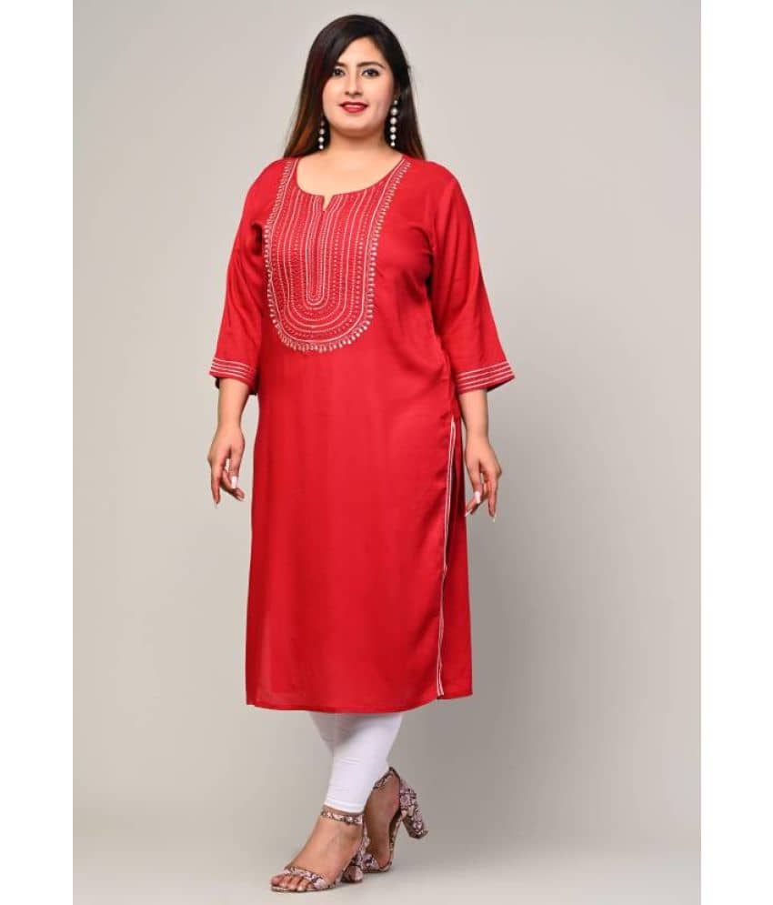 Swasti - Maroon Rayon Women's Straight Kurti ( Pack of 1 ) - Kurtis, Tunics | Buy online on ZillyBuy