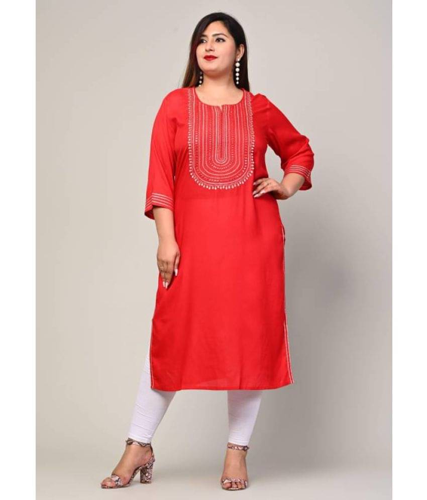    			Swasti - Red Rayon Women's Straight Kurti ( Pack of 1 )
