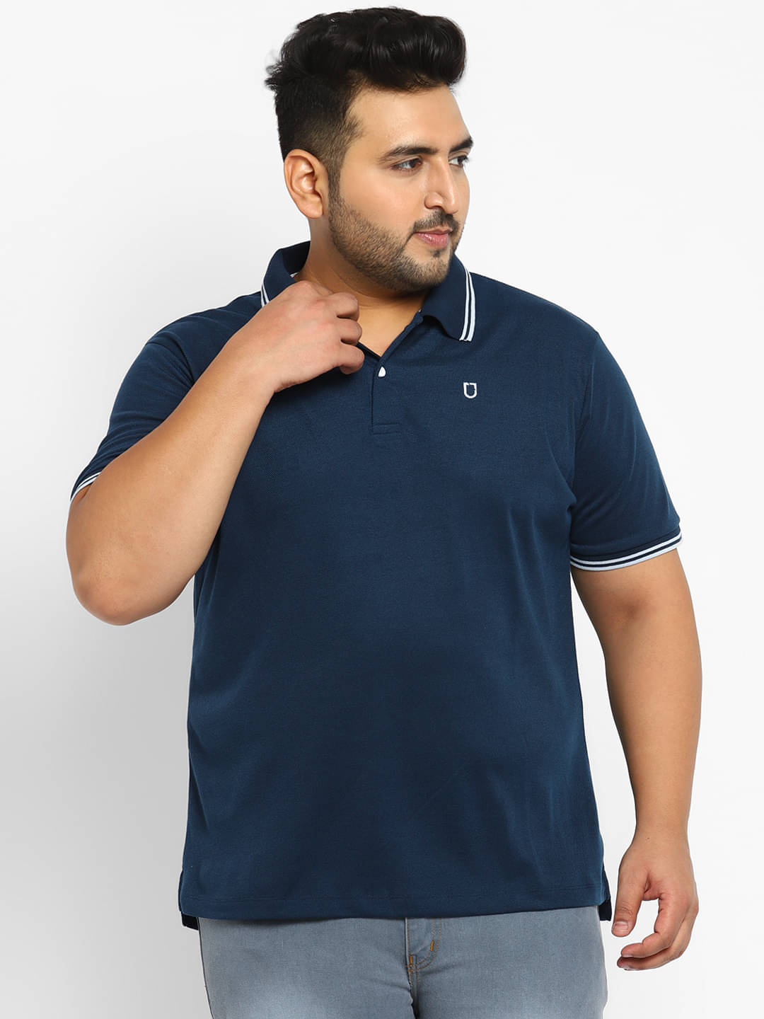     			Urbano Plus Pack of 1 Cotton Regular Fit Solid Half Sleeves Men's Polo T Shirt ( Blue )