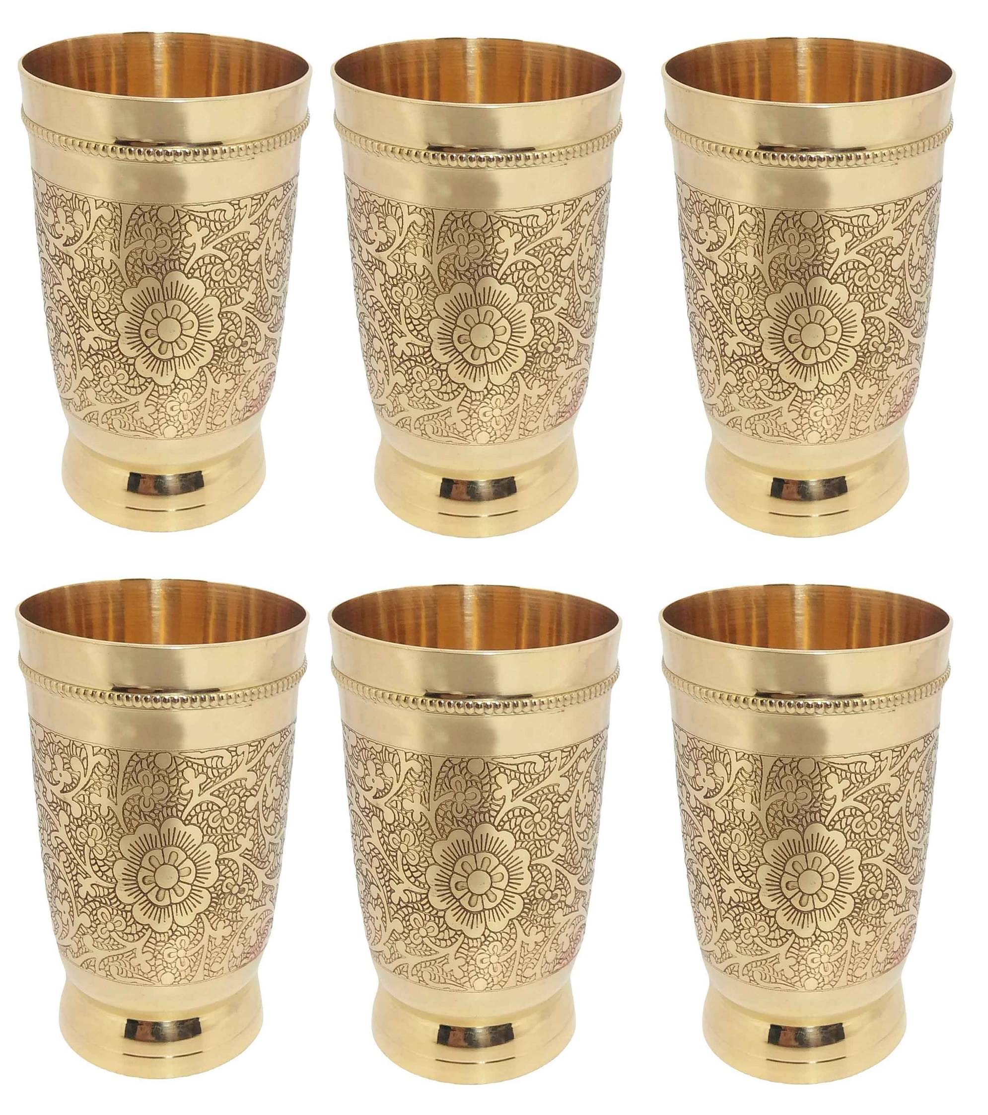     			A & H ENTERPRISES - Brass Glasses Set 250 ml ( Pack of 6 )