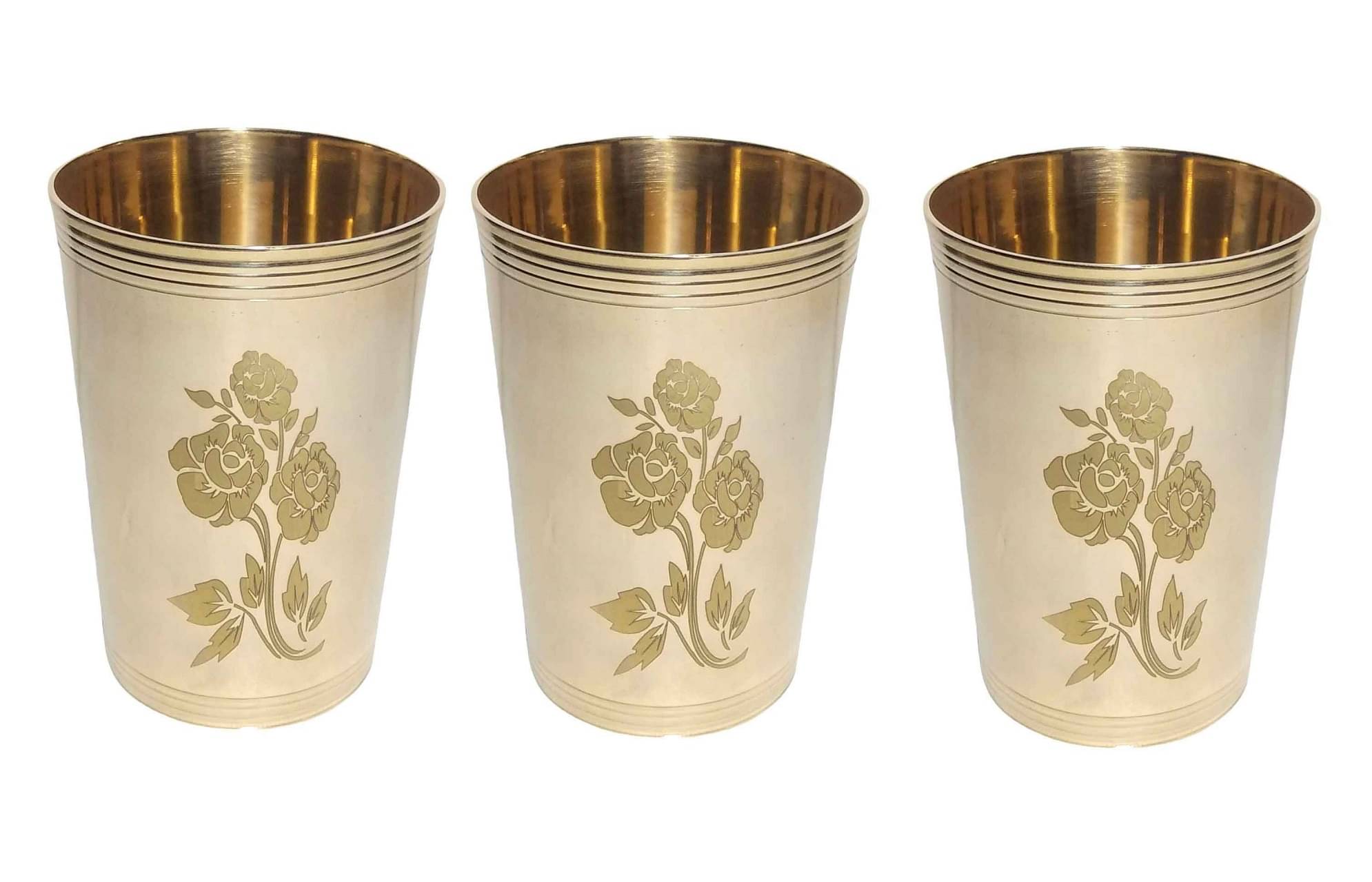     			A & H ENTERPRISES Daily Use Brass Glasses 250 ml ( Pack of 3 )