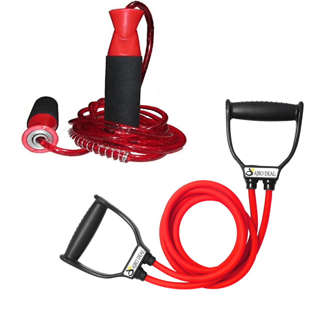 AJRO DEAL - Latex Double Toning Tube + Skipping Rope ( Pack of 2 ) - Sports and Fitness Equipment | Buy online on ZillyBuy
