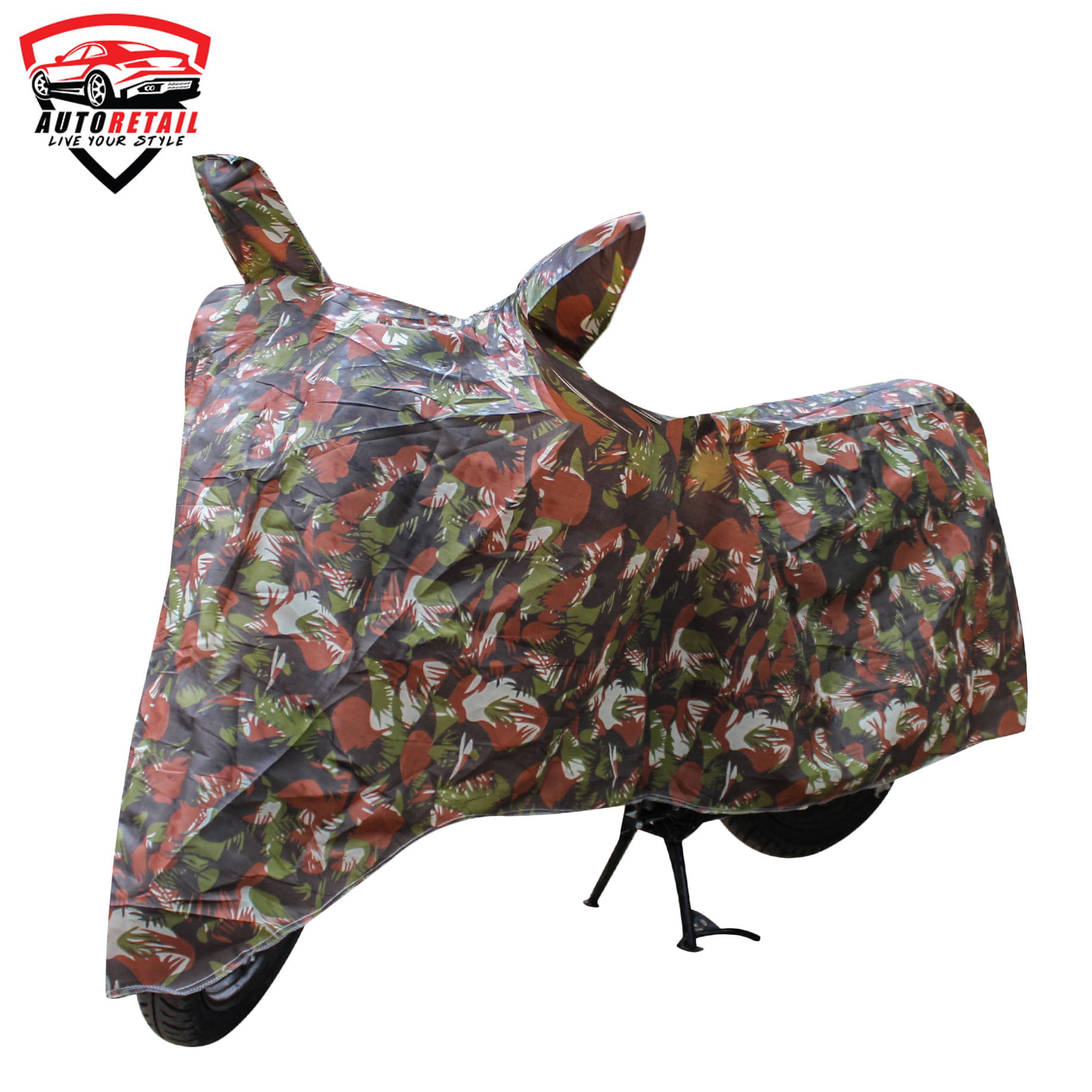     			AutoRetail - Jungle Dust Proof Two Wheeler Polyster Cover With (Mirror Pocket) for Pulsar 150 DTS-i ( Pack of 1 )