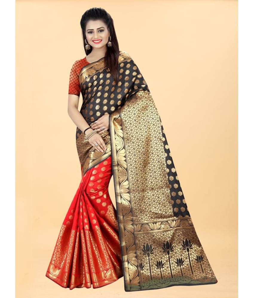 Gazal Fashions Banarasi Silk Embellished Saree With Unstitched Blouse Piece ( Multicolor ) Gazal Fashions Banarasi Silk Embellished Saree With Unstitched Blouse Piece ( Multicolor )