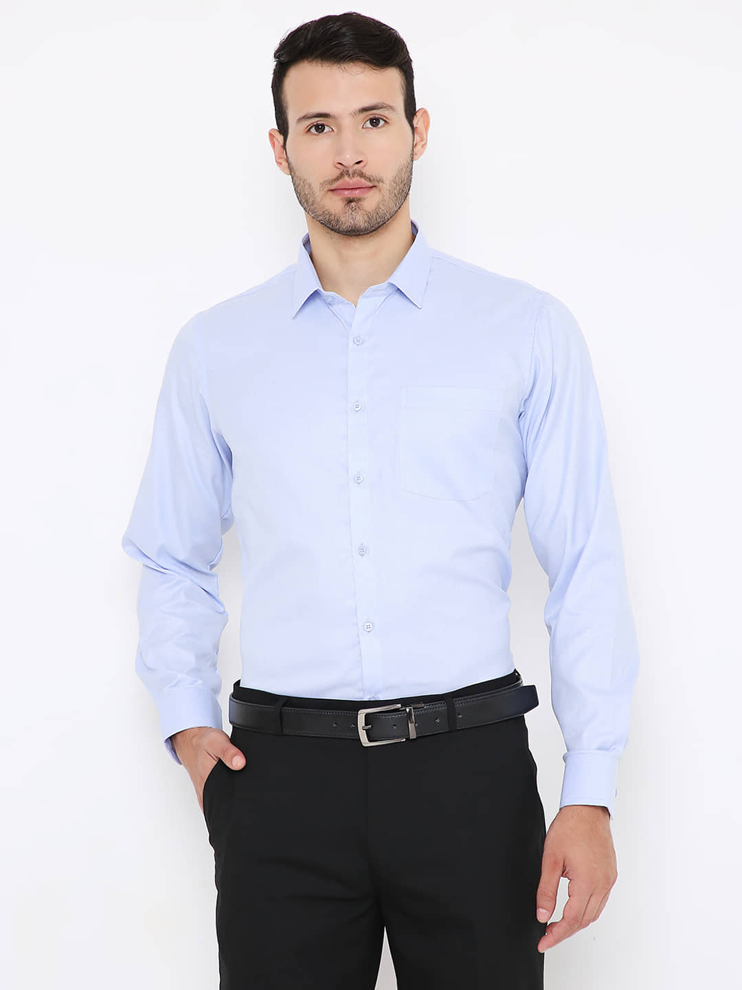 Maharaja - Blue Cotton Blend Slim Fit Men's Formal Shirt ( Pack of 1 )