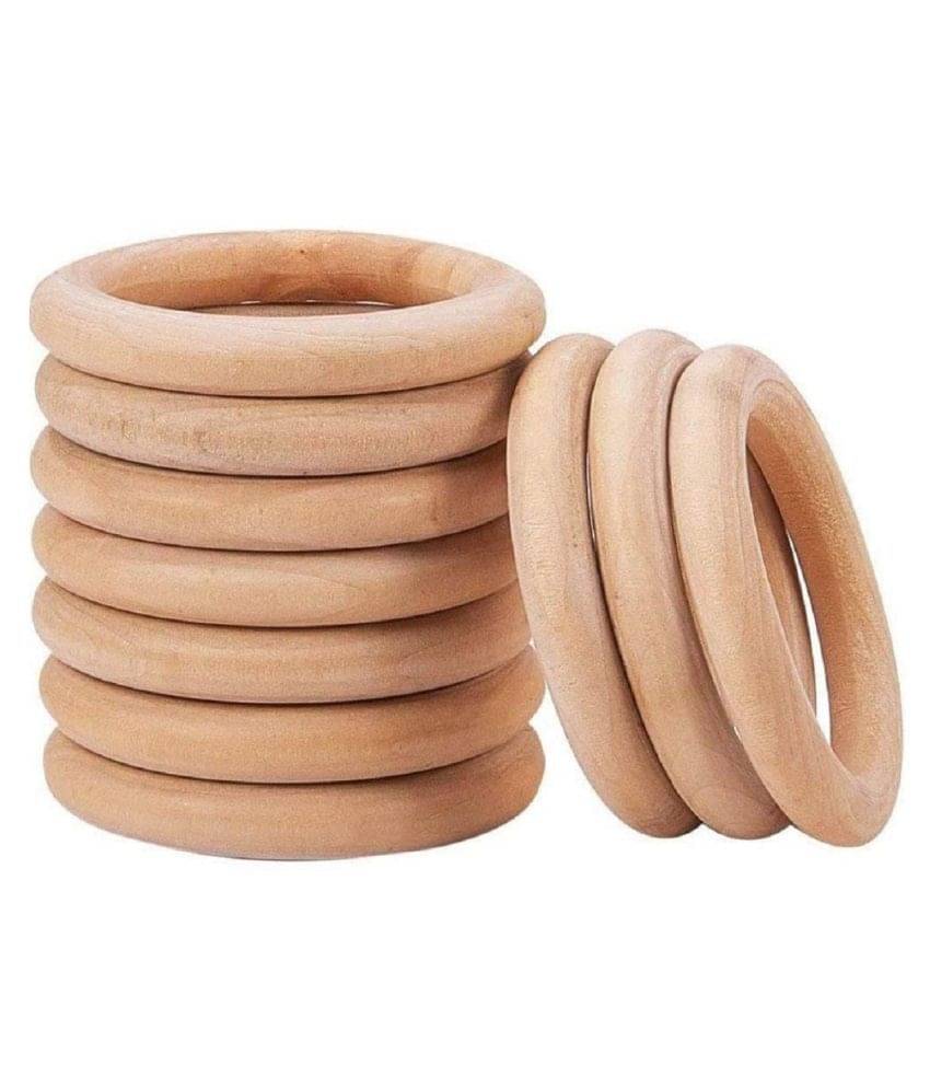     			PRANSUNITA Wood Wooden Round Rings Natural Smooth Unfinished Wood Circles ( Pack of 1 )