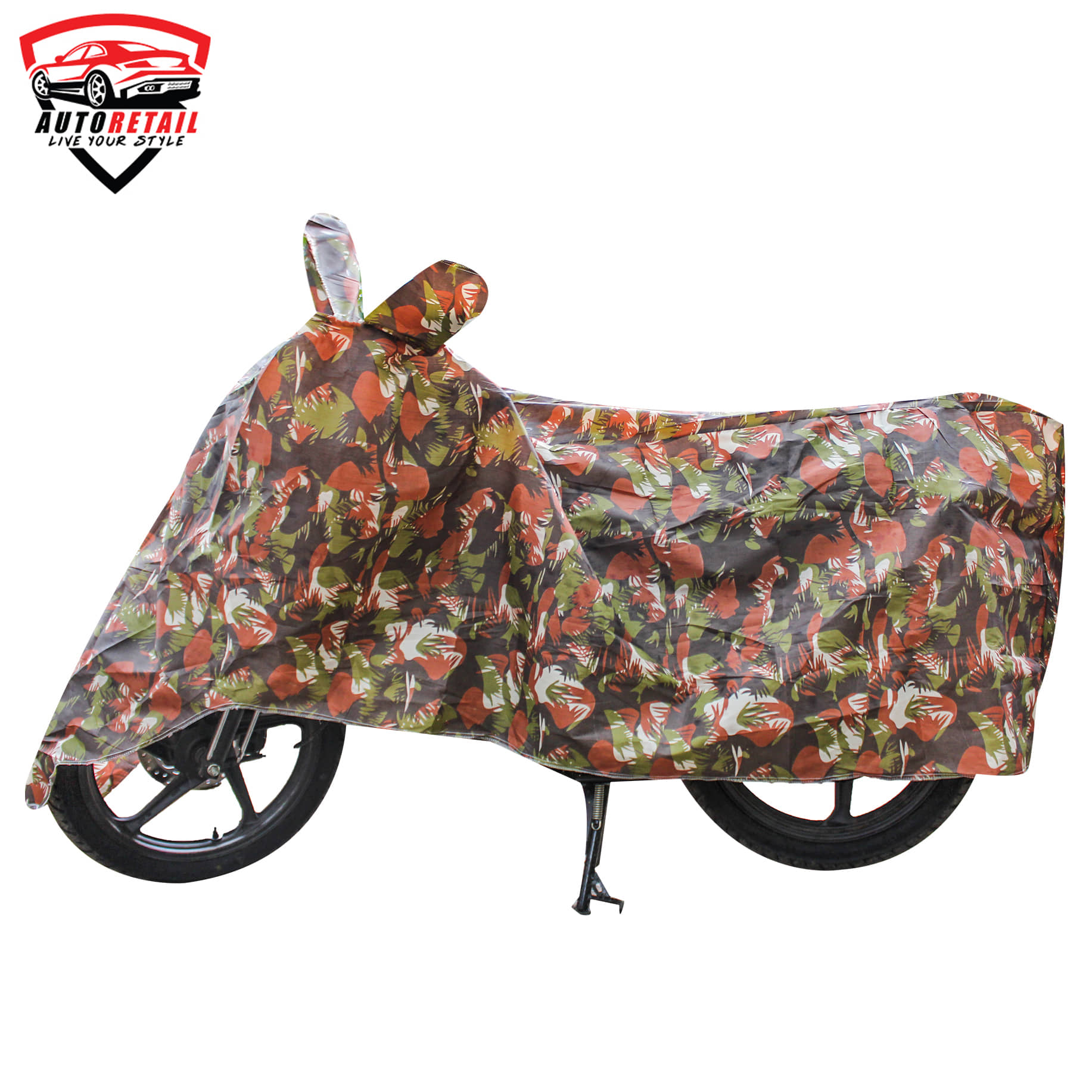 AutoRetail - Jungle Dust Proof Two Wheeler Polyster Cover With (Mirror Pocket) for Pulsar 135 ( Pack of 1 )
